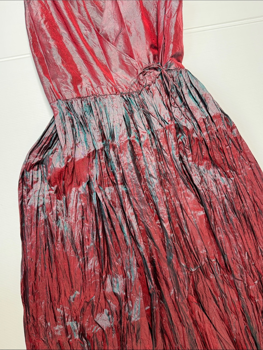 DOSA Rajasthani Dress Iridescent Tibet Burgundy Shimmer Wrap Dress 100% Silk 2 - Picture 5 of 16